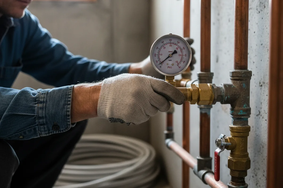 Pressure testing a repaired line during Water Line Repair in Freedom